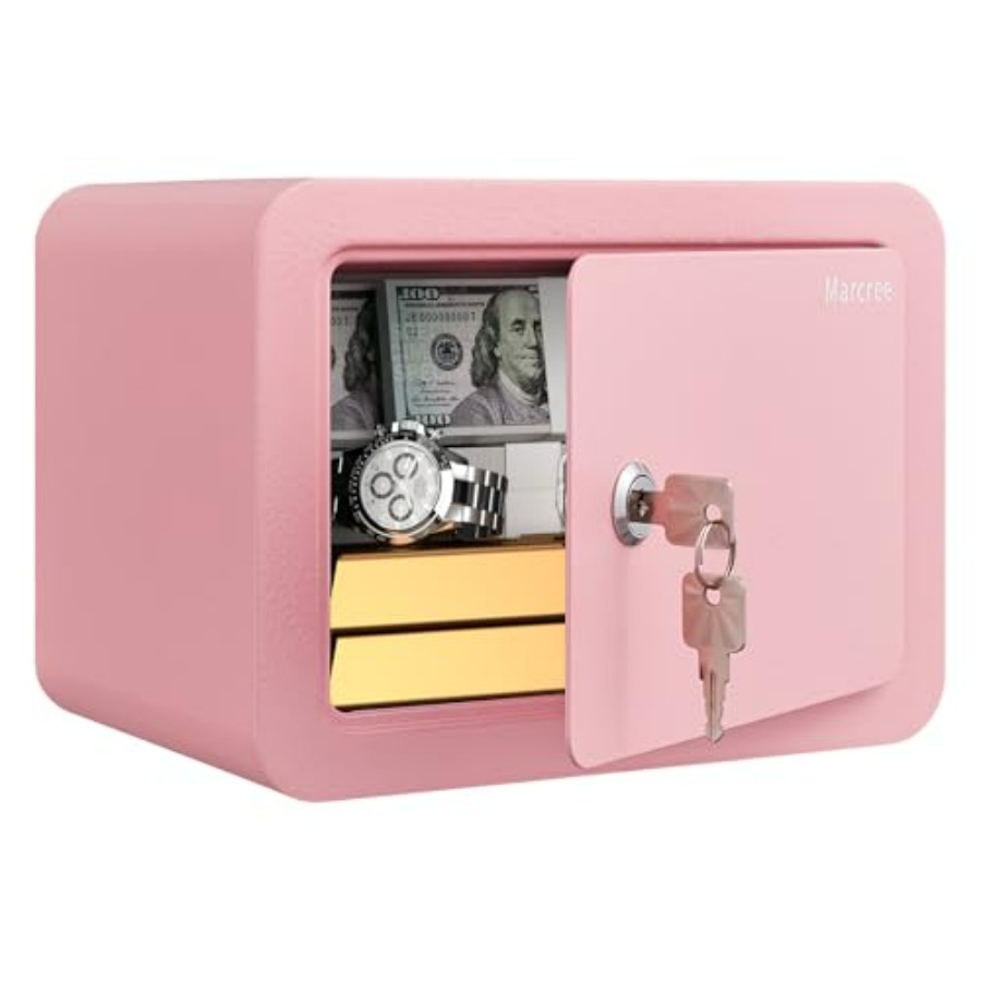 Home Security Key Box - 0.23 Cubic Small Safe Box for