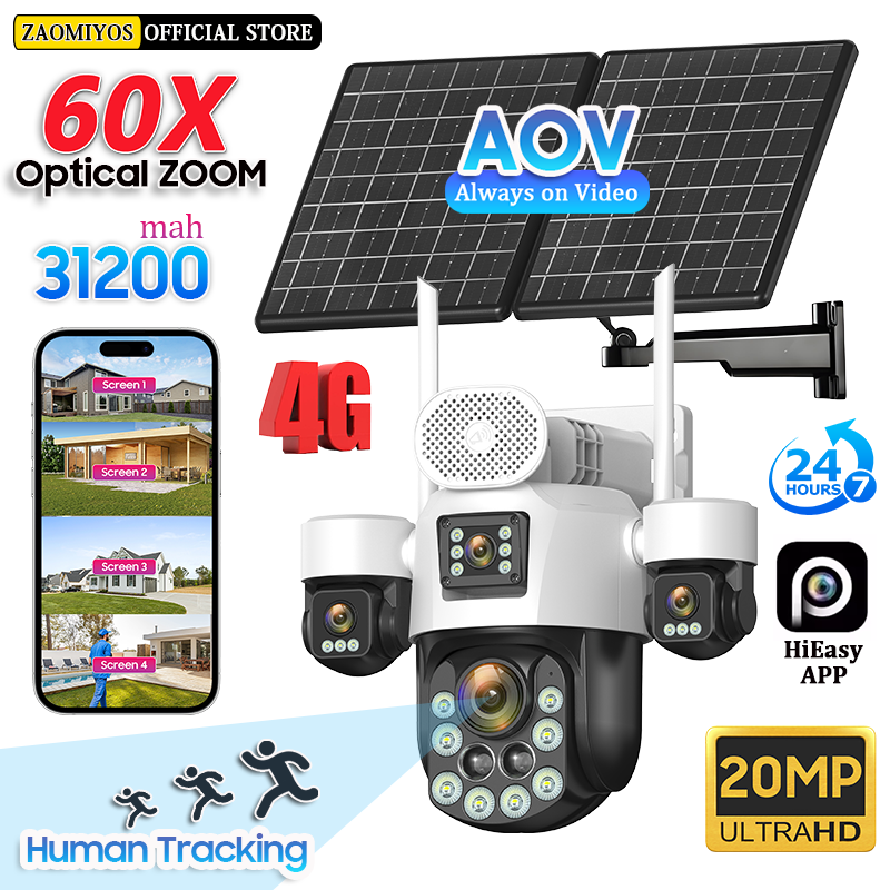 Home Security Guard - 4 Lens Outdoor 360° Surveillance Solar