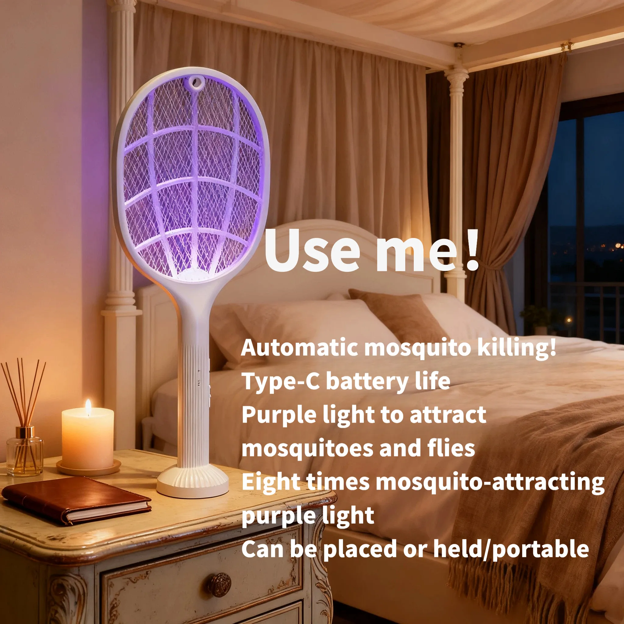 Home Security Fence - 2-in-1 Smart Bug Zapper Racket w/