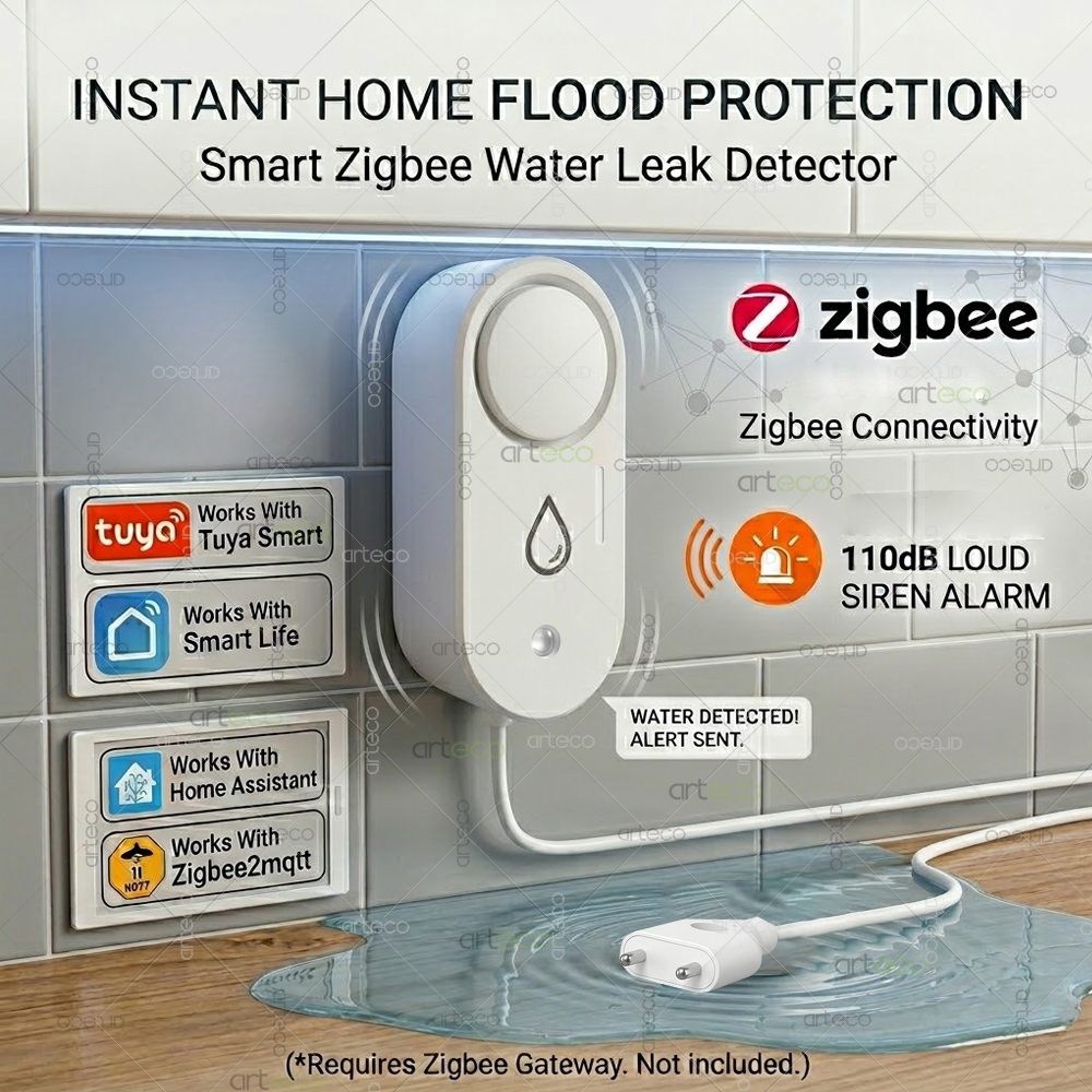 Home Security Tools - Zigbee Water Leak Detector Smart Home