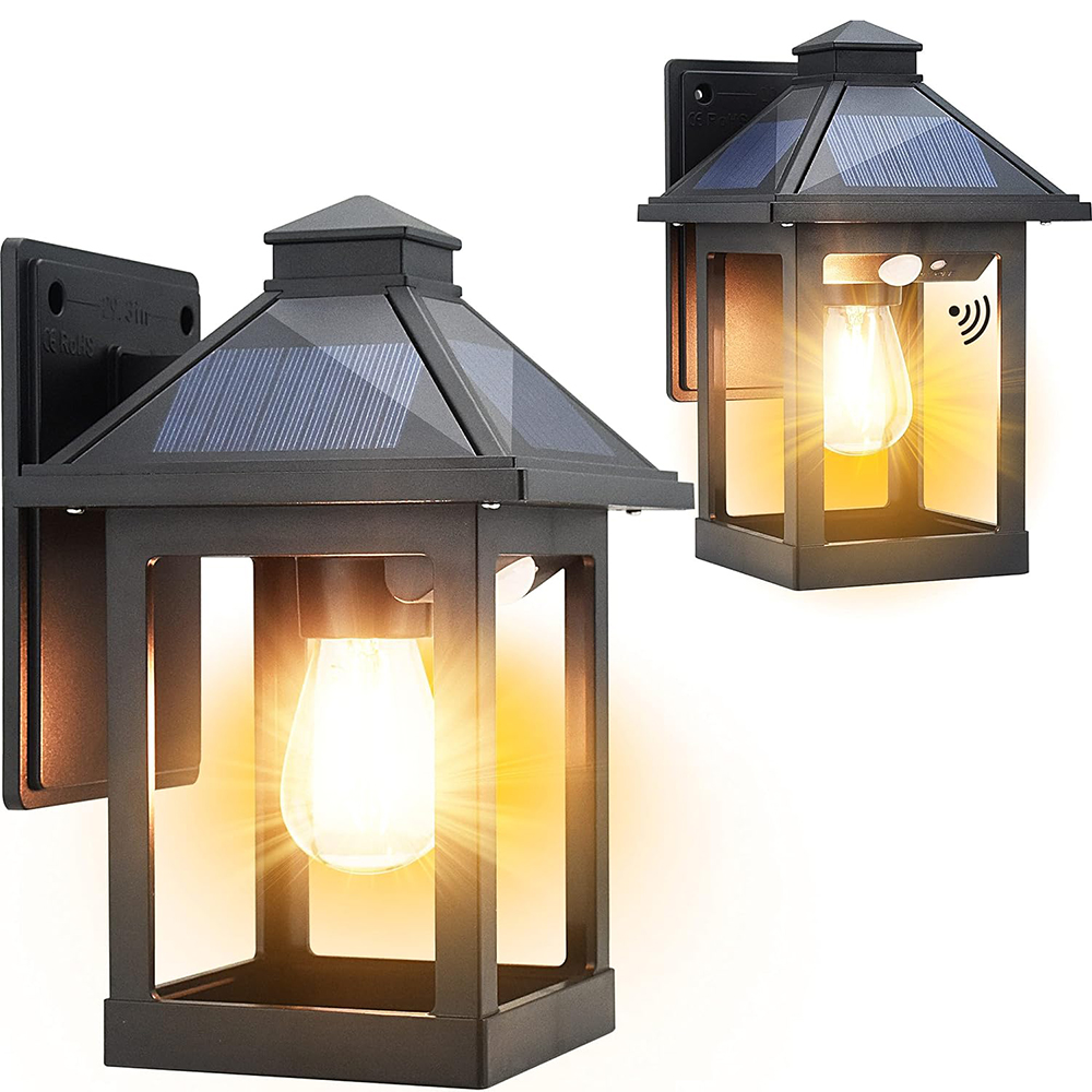 Home Security Beams - 2pcs Solar Powered Wall Lanterns with