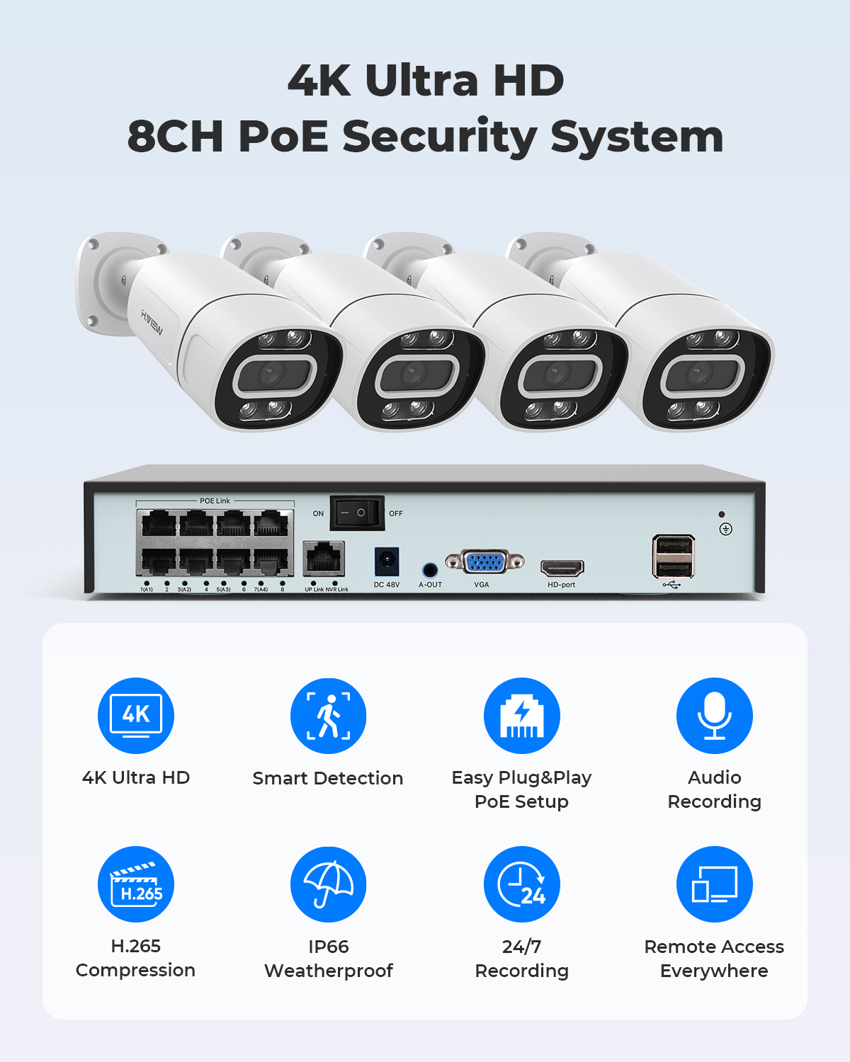 H.View 4K 5Mp 8Mp poe Cctv Sec - Home Security Guard recensie en prijs